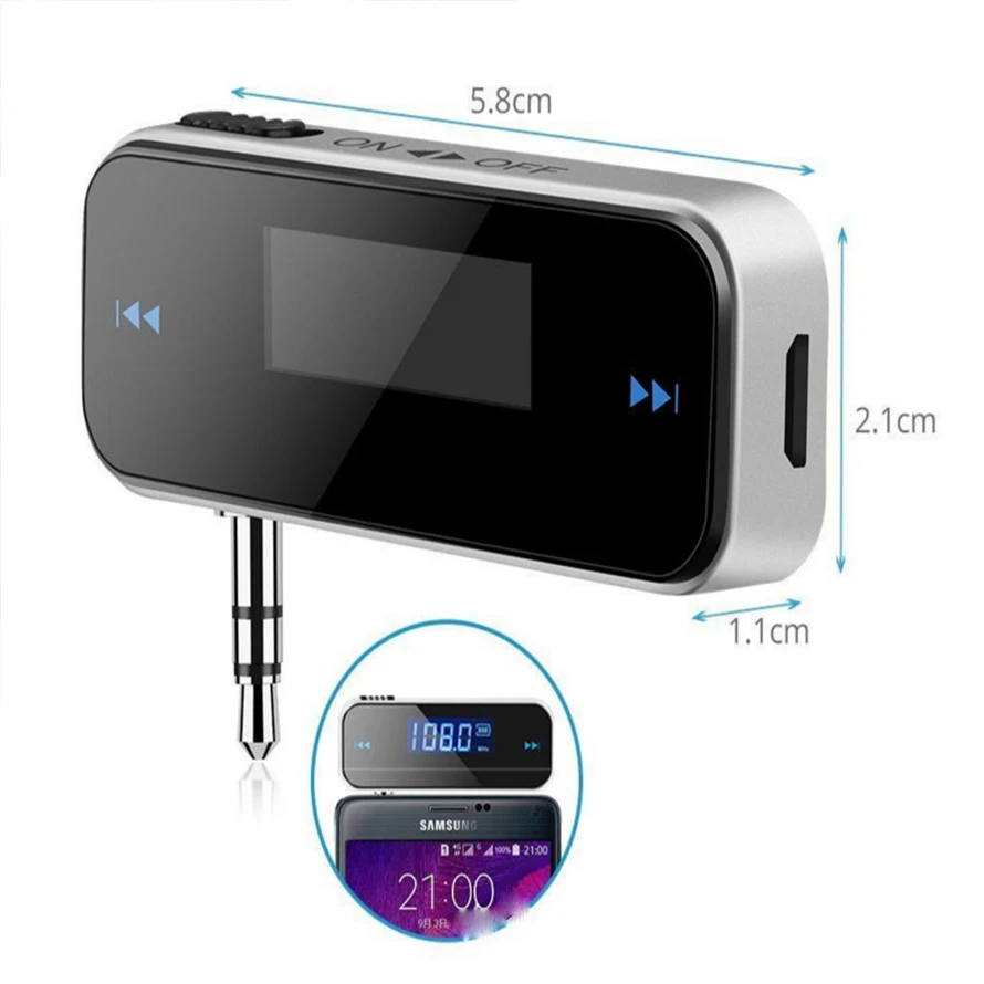 LCD 3.5mm Music Audio FM Transmitter Mini Wireless In-car Transmitter car mp3 Transmitter  For iPhone for Samsung iPad