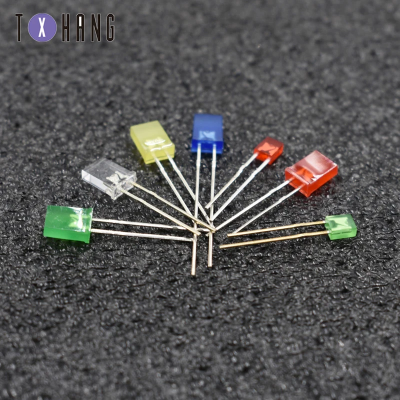 50PCS LED Diodes 2x3x4mm 2x5x7mm Green/Blue/Yellow/Red Diffused/Clear Colours Rectangle Square