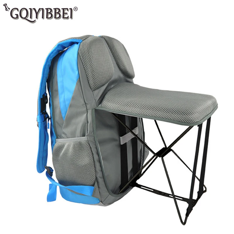 Outdoor Fishing Backpack Hiking Camping Trekking Travel Shoulder Multi-functional Large Capacity Fishing Bag Folding Chairs 47L