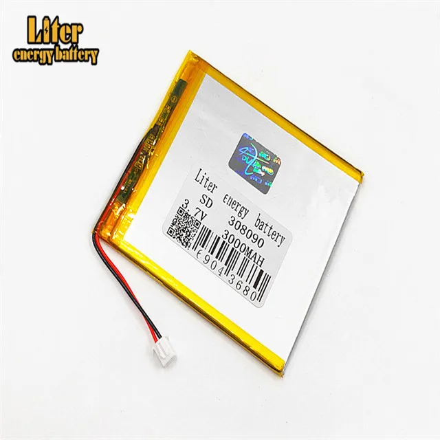 XHR-2P 2.54 3000 mAh 3.7 V في عرض خاص النواة ليثيوم بوليمر بطارية 308090