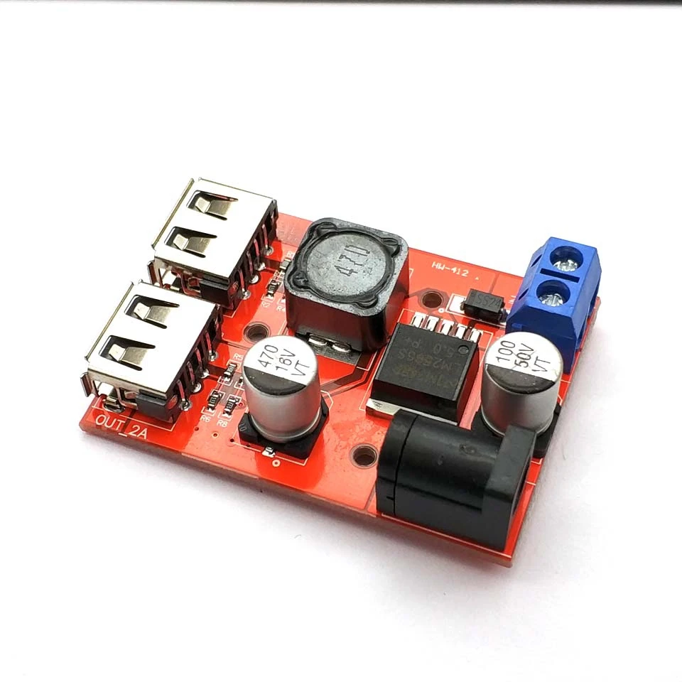 LM2596 LM2596S Dual USB DC-DC 9V 12V 24V 36V to 5V 3A Step Down Buck Converter Board Car Charger Solar Power Supply Module