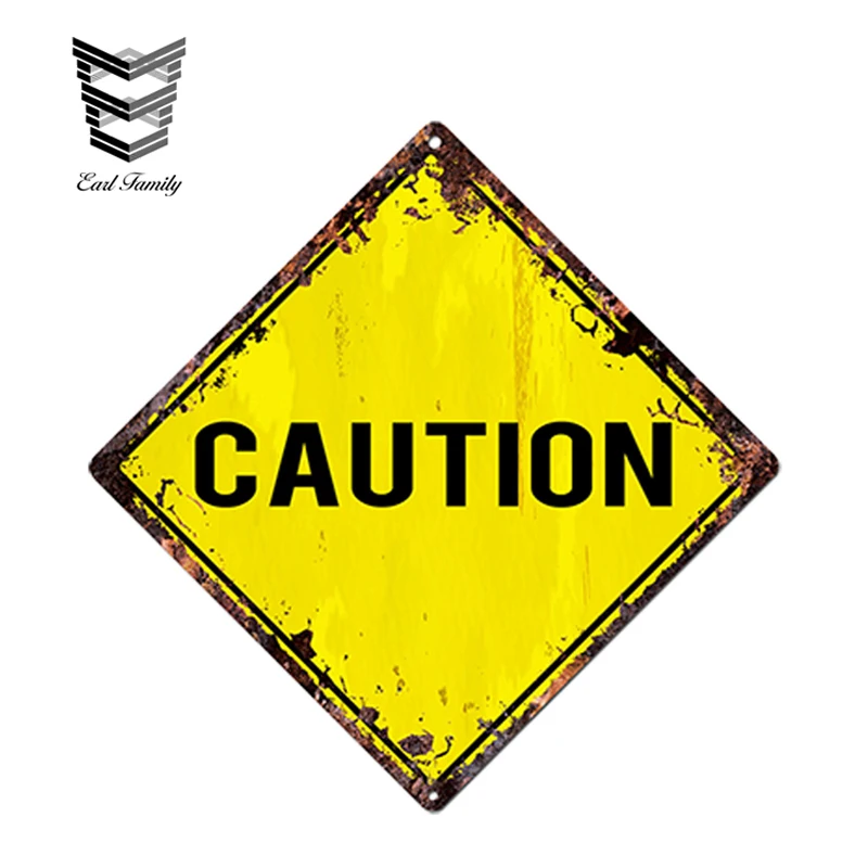 EARLFAMILY 13cm x 13cm Car Styling CAUTION Diamond Sign Rustic Chic Sign Bar Shop Car Sticker Decor Waterproof Car Accessories