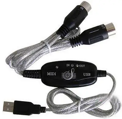 

USB IN-OUT MIDI Interface Cable Converter PC to Music Keyboard Adapter Cord