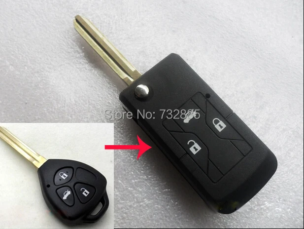 

3 Buttons Modified Folding Flip Remote Key Shell for Toyota Camry Reiz Car Key Case