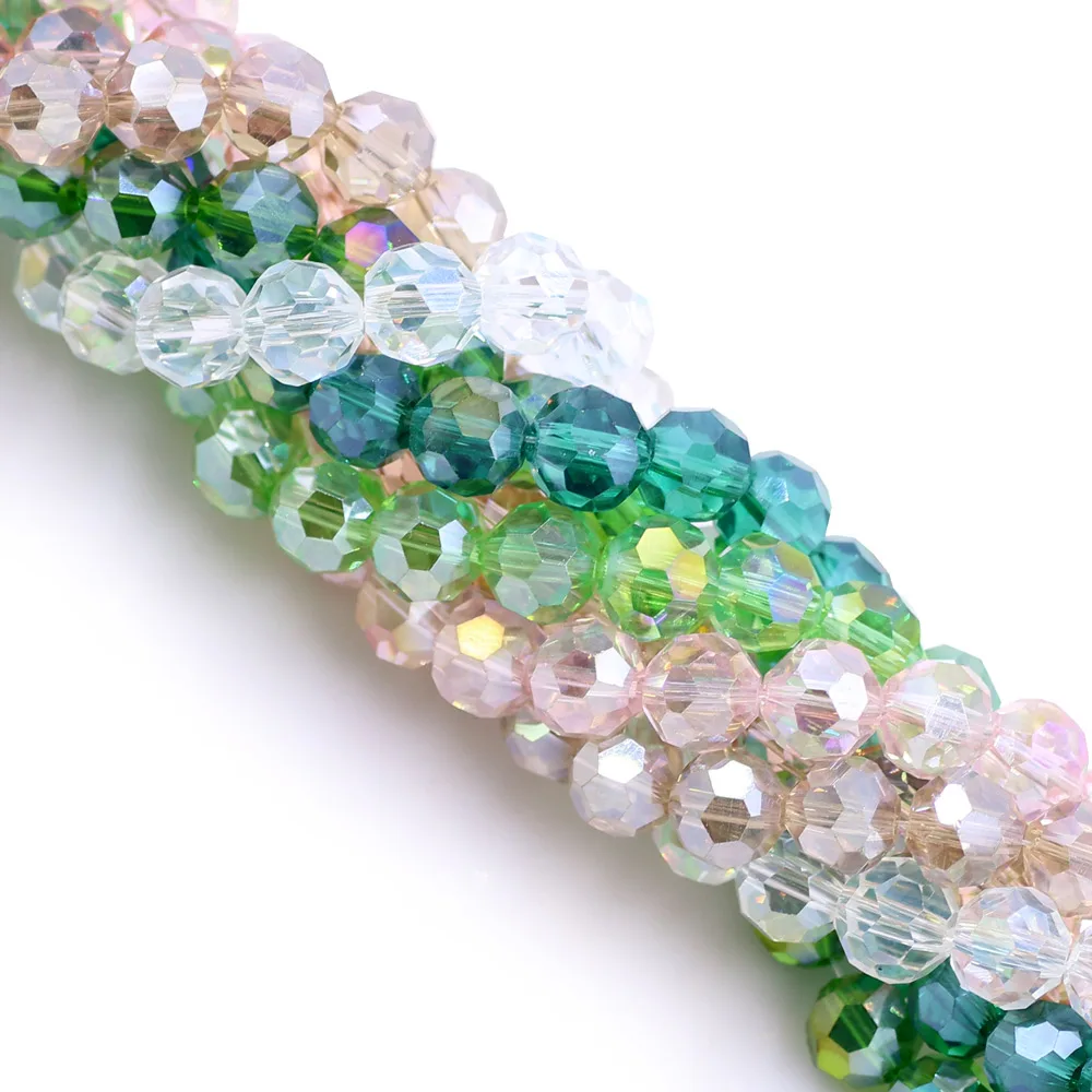 6/8/10/12mm Faceted Glass Round Ball AB Crystal Rondelle Beads Chinese Beading DIY Making Accessories Craft Wholesale In Bulk