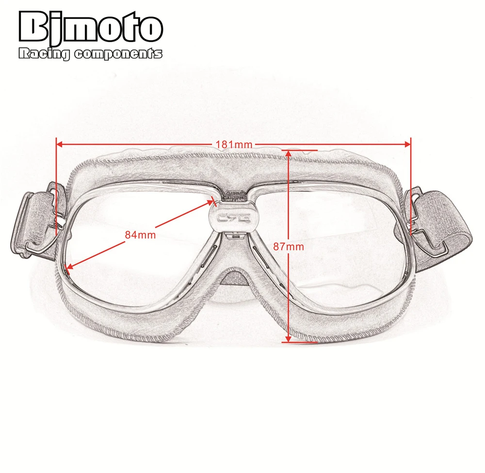 bjmoto 5 Colors Motorcycle Cruiser Scooter Biker motorcross Retro Vintage goggle glasses For sports goggle