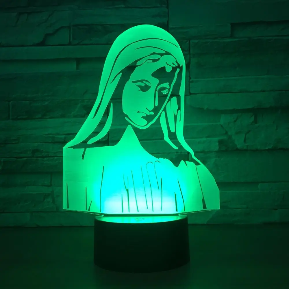 Virgin Mary Acrylic night light Wireless speaker Color-adjustable Action figure Religious belief ornament Y21