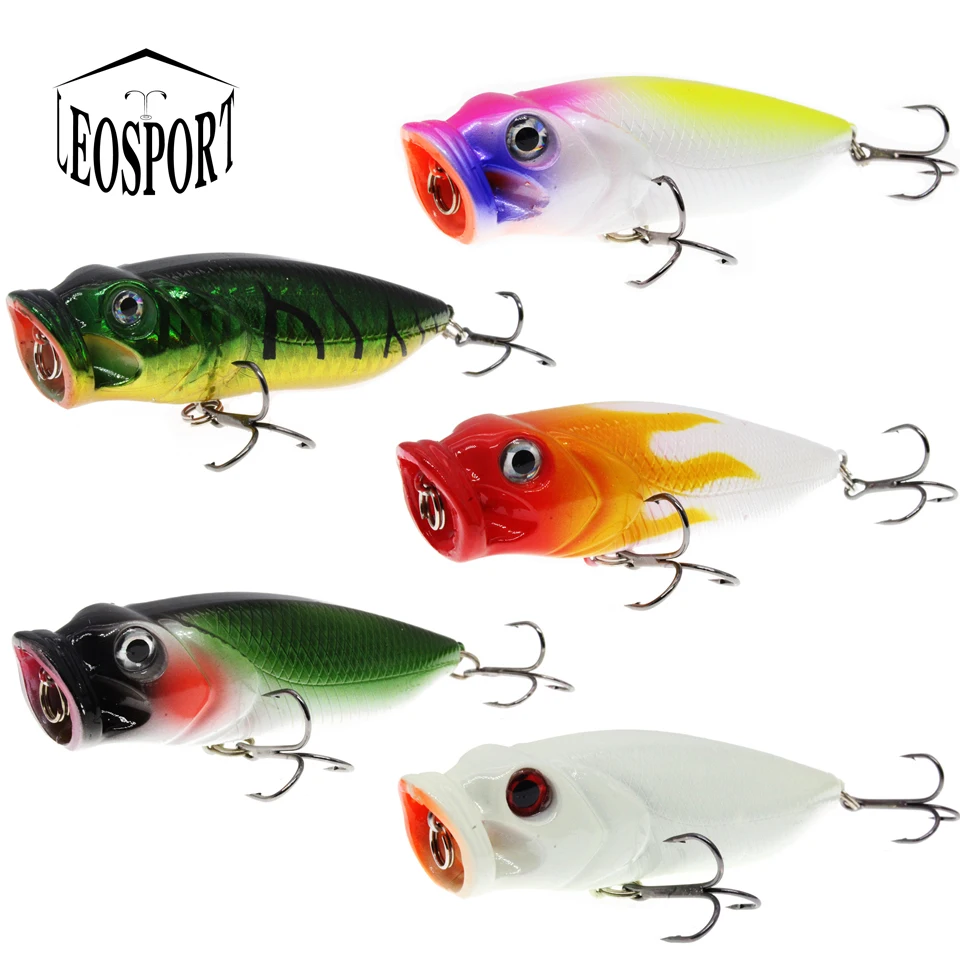 1pcs Topwater Popper Fishing Lures 3D Eyes Crankbait Wobbler Fishing Tackle 5 Colors Available Hard Baits Wholesale