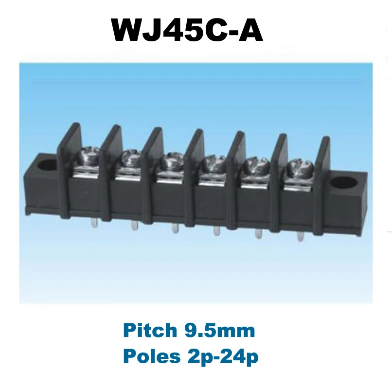 10/5 Stück Barrier-Klemmenblock, Rastermaß 9,5 mm, gerader Stift, 7P 8P 10P 12P, Kabelverbinder mit Schraubenlöchern, 300 V, 25 A – Detail 2