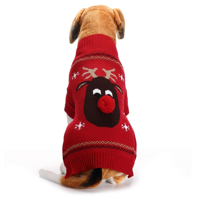 Xmas Reindeer Pet Dog Sweater For Autumn Winter Warm Knitting Crochet Dachshund Christmas Dog Clothes For Chihuahua Xxs-xxl