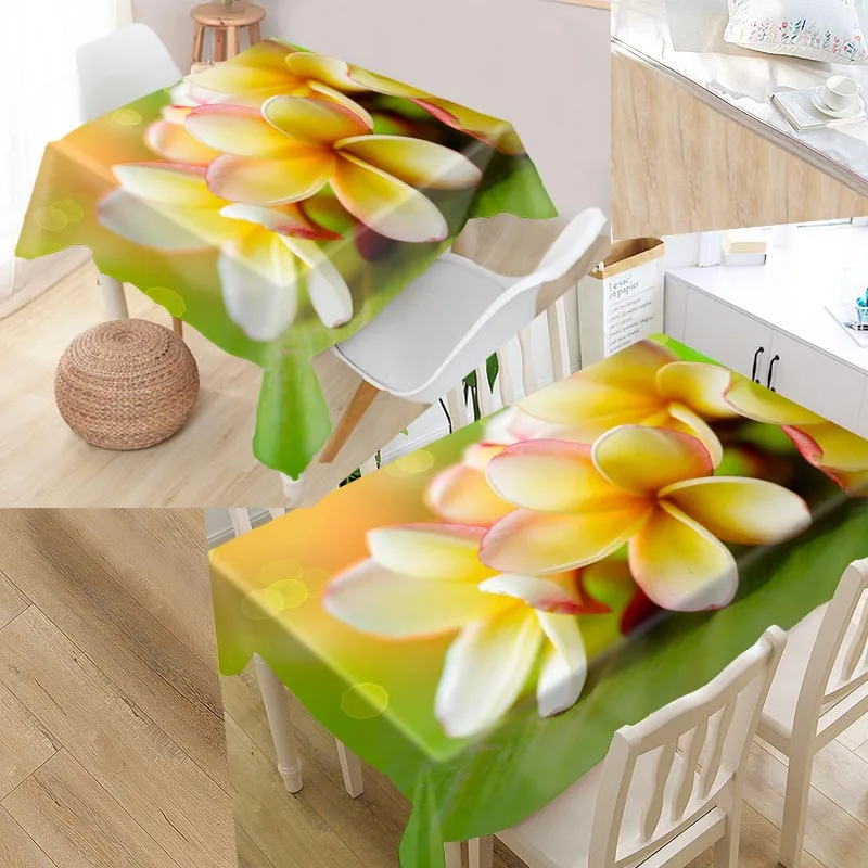 

Custom plumeria flower Modern Dustproof Tablecloth High Quality Print Tablecloth Everything for Home and Kitchen