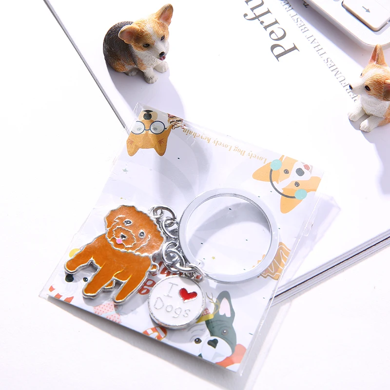 2019 Metal Dog Jewelry Poodle PET Dog Key Chain Key Ring Pom Gift For Women Girl Bag Charm Keychain Pendant Jewelry Wholesale
