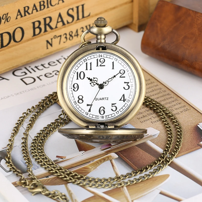 Estados Unidos de América Estatua de la libertad Retro bronce cuarzo reloj de bolsillo colgante reloj regalos collar hombres mujeres coleccionables