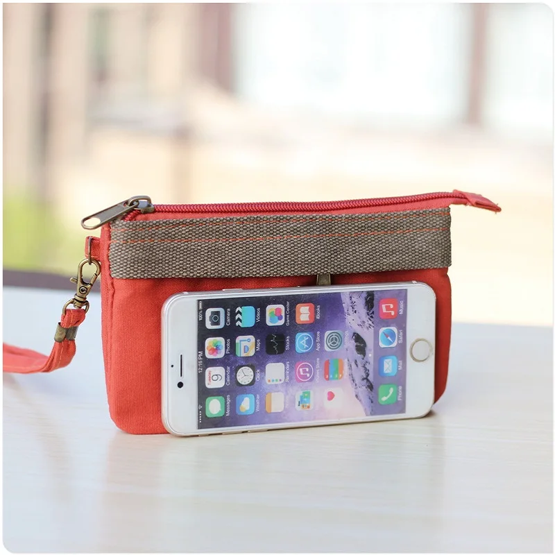 HAPPIEST Women's Handbags Canvas Ladies Wristlets Bags Female Phone Pouches Wallets Money Purses Small Sack for Girls Women