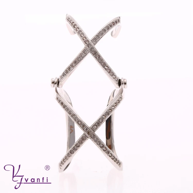 Factory Promotions Gold Color Double Cross Shape Jewerlly rings AAA Cubic Zirconia for Women gift free size