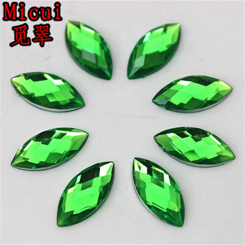 Micui 200pcs 7*15mm Horse Eye Mix color Acrylic Rhinestones Crystals Flatback Strass Crystal Stone For Clothes Dress Craft ZZ686