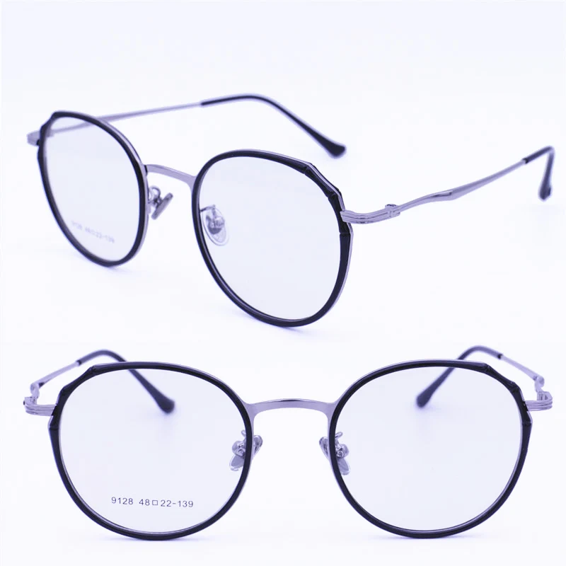 

9128 nickel copper alloy rounded square shape combined with TR90 decoration inner rim classic stylish prescription glasses