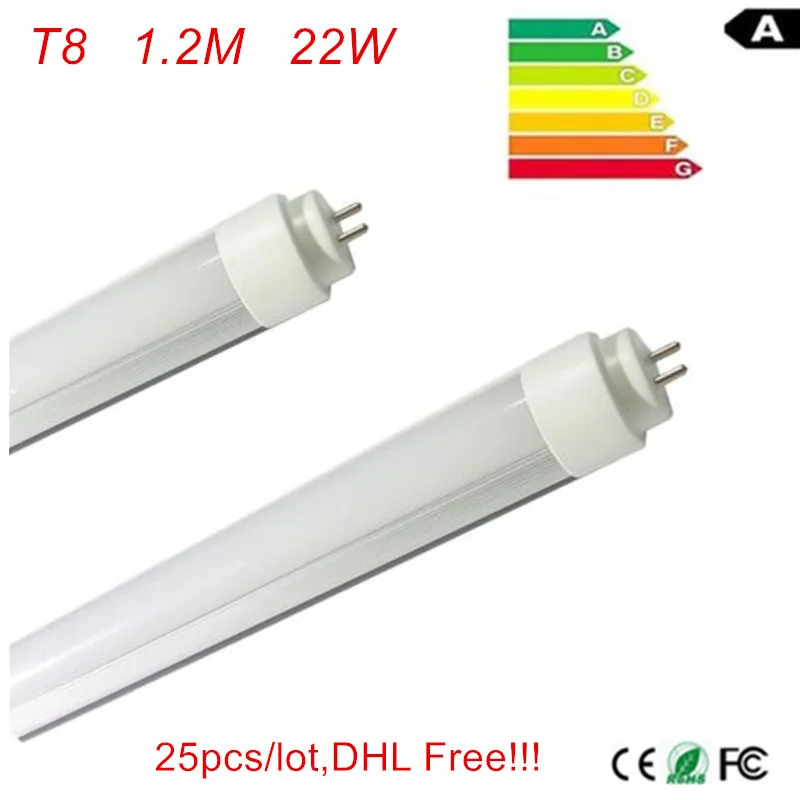 

High quality t8 led tube 1200mm 22W 4ft, smd 2835 AC110v 220v led indoor light, DHL/FEDEX Free Shipping, 25pcs/lot