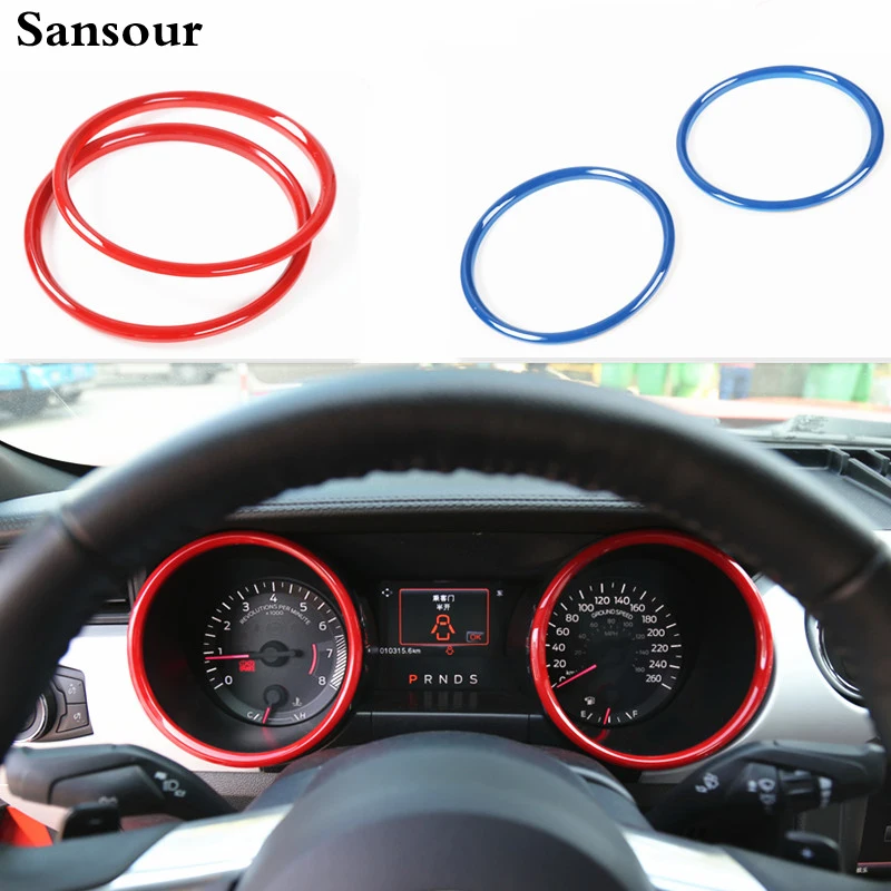 

Sansour для Ford Mustang 2015 2016 ABS украшение для автомобильной приборной панели круглая отделка Стайлинг 2 шт./компл.