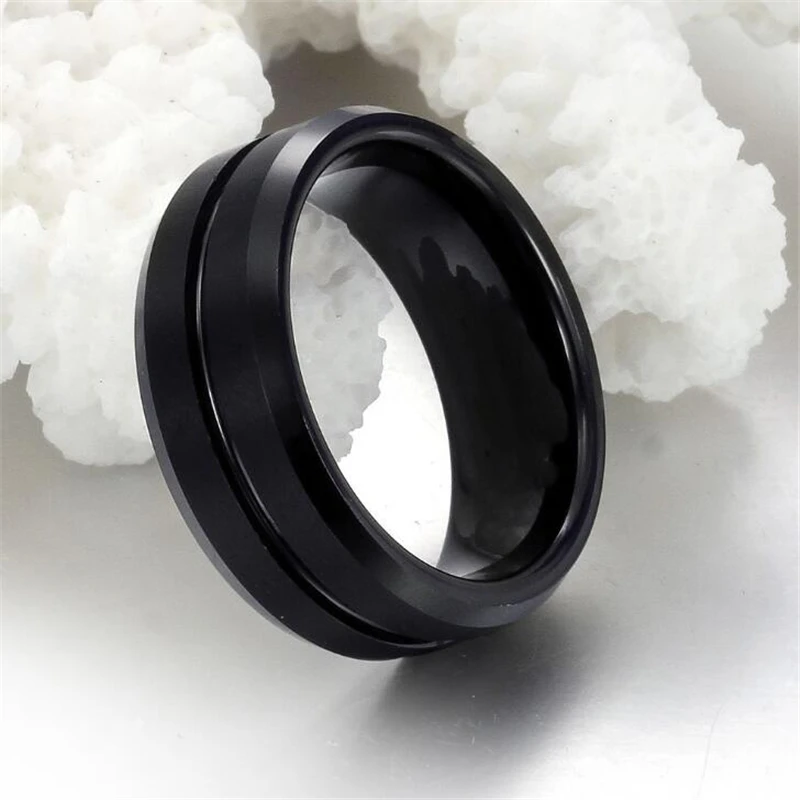 New Black Men Ring 100% Titanium Carbide Men\'s Jewelry Wedding Bands Classic Boyfriend Gift