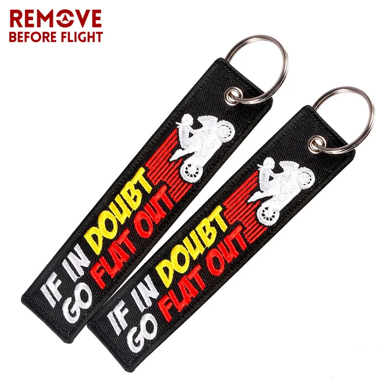 

Fashion Car Key Chains for Men IF IN DOUBT GO FLAT OUT Embroidery Letter Car Keychains Bijoux Gifts Tag Porte Clef 20 PCS/LOT