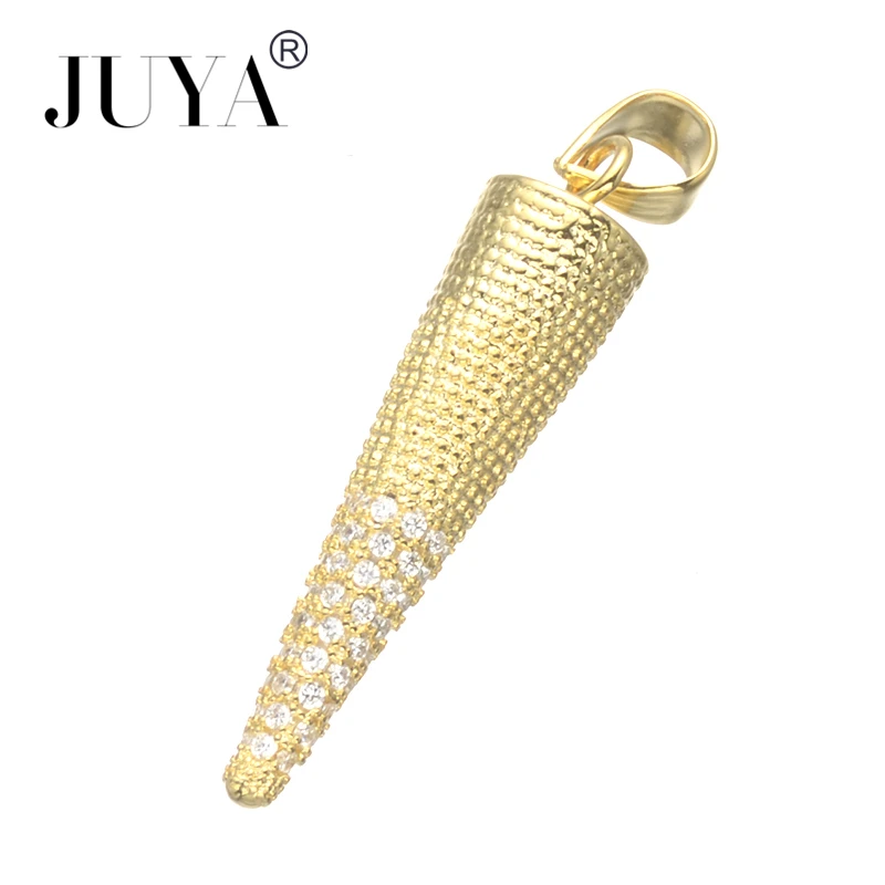 Diy Breloque Pendant Female Copper Zircon 18k Gold Plated Cone Charms Pendant For Jewellery Making Supplies Cubic Parts