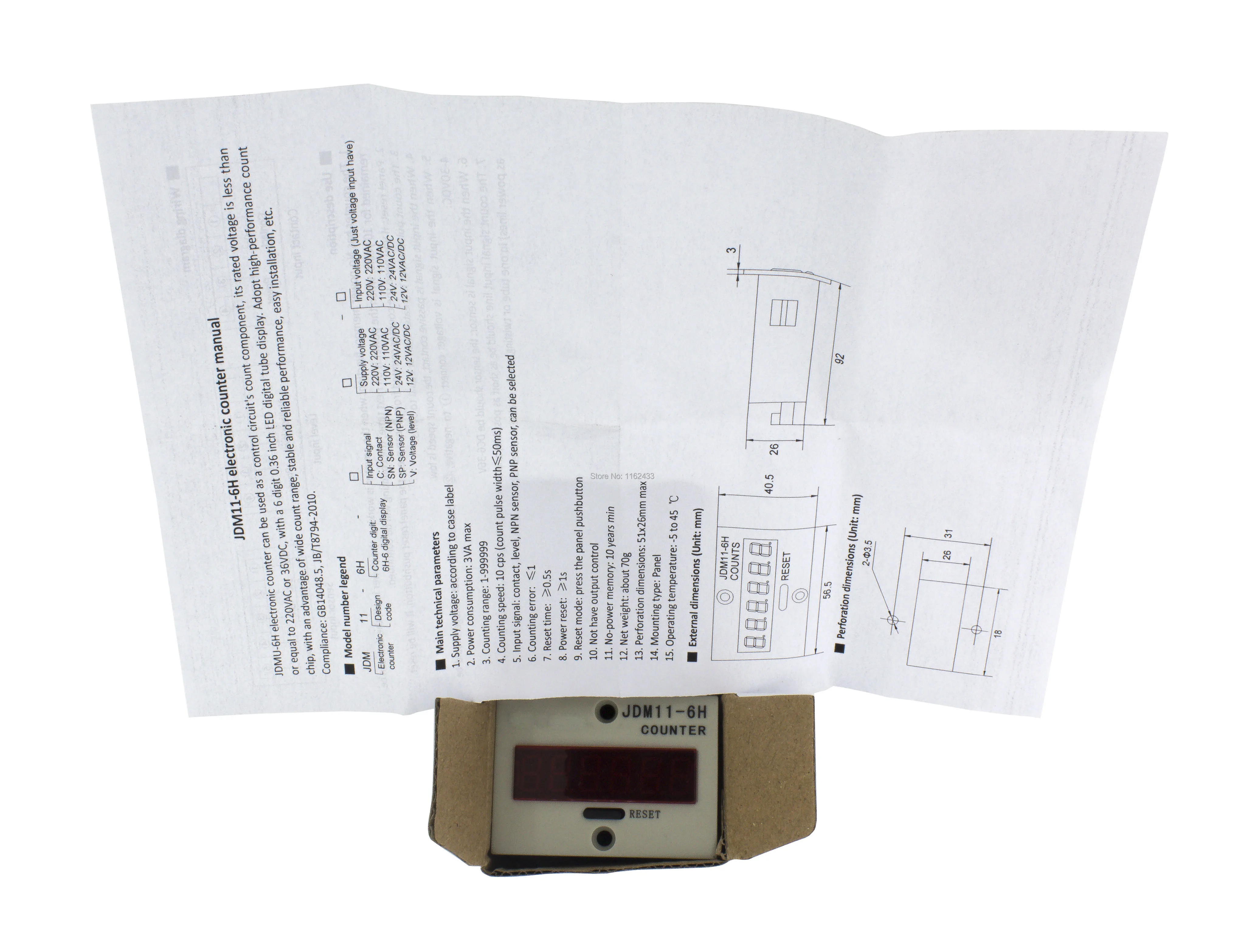 JDM11-6H AC 220V 110V 380V 36V  AC/DC 24V 12V digital electronic counter relay JDM11 voltage level input production counter