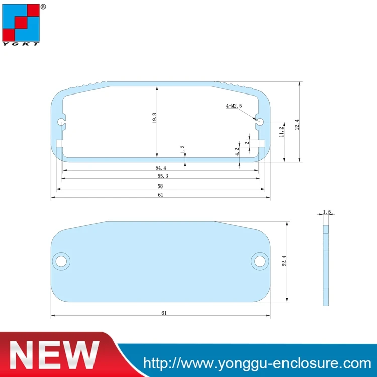 Sandblast champange junction case extruded aluminum enclosure project instrument case electronics box 61*22.4*80mm