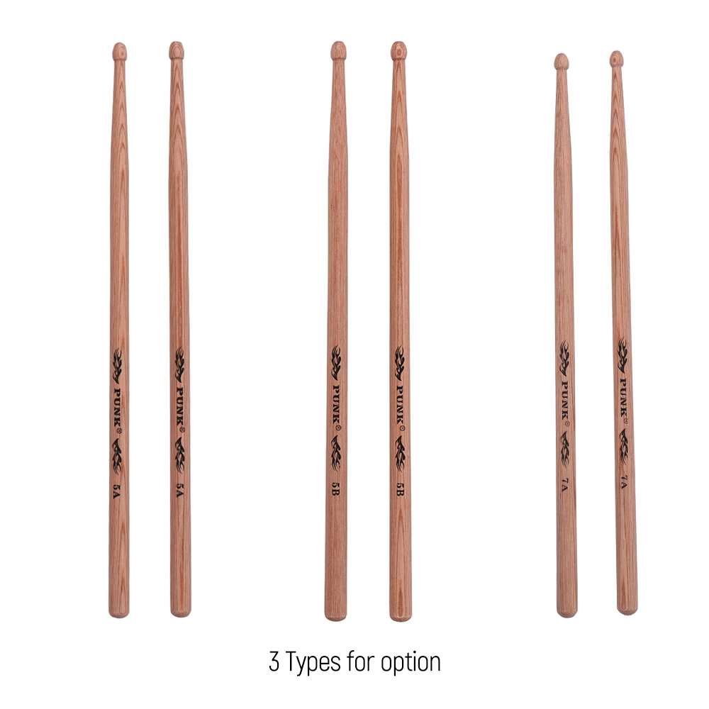 One Pair of Drumsticks Wooden Drum Sticks Hickory Wood Drum Set Accessories 5A/ 5B/ 7A 3Sizes for Option