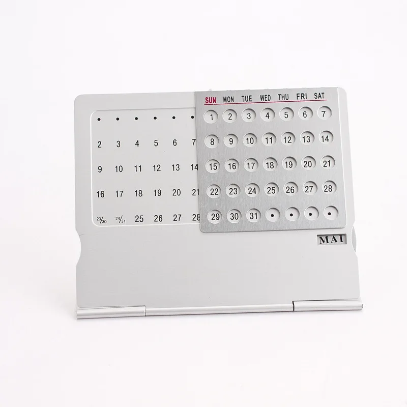 Creative Mini Ultra-thin Metal Desktop Calendar Super Perpetual Unique 100 Years English Calendars