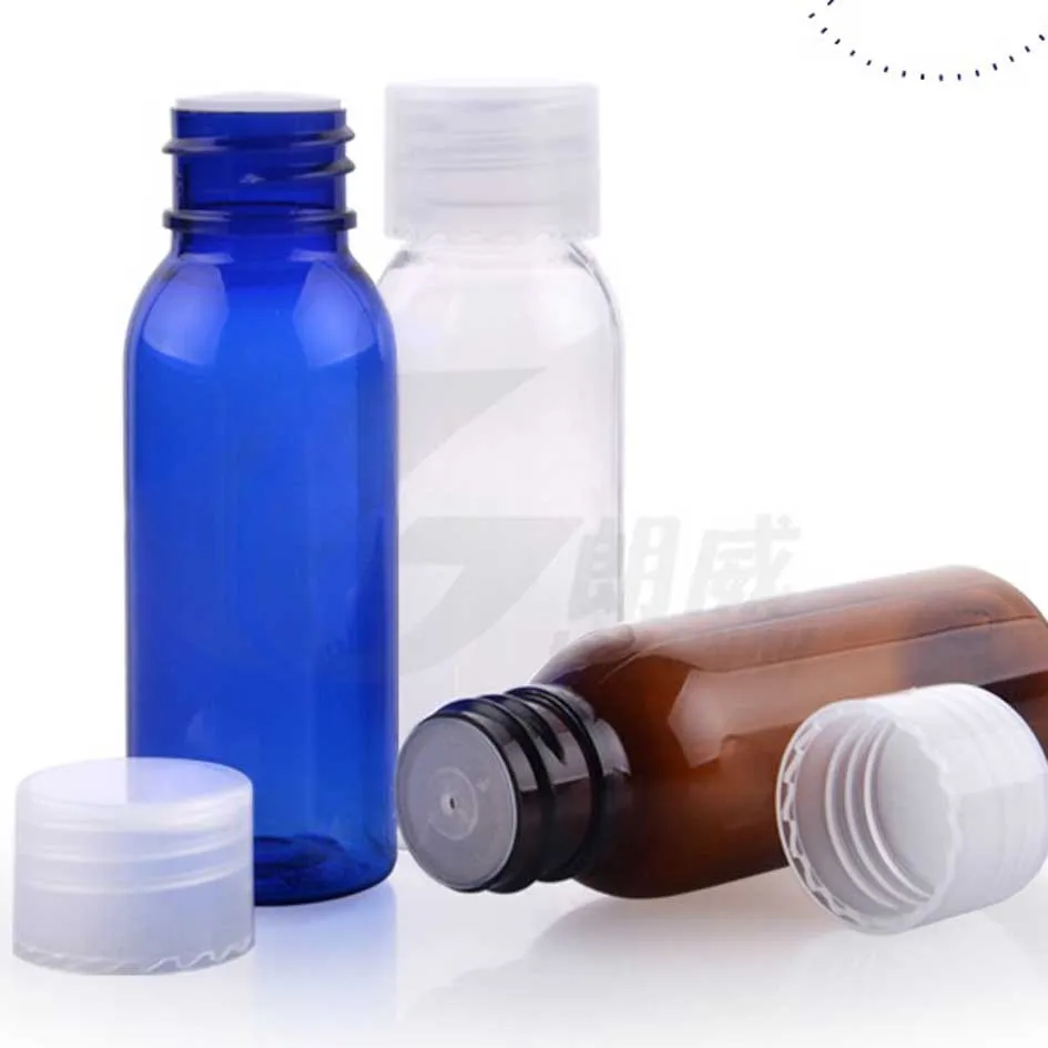 free shipping capacity 30ML transparent rounded shoulders Chiaki cover bottles, plastic cap bottle, cosmetic packaging materials