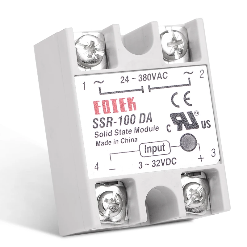 220V Relay Industrial Solid State Relay SSR 3-32V DC Input and 24-380VAC Output 100 DA  100A AC Output Load SSR-100DA