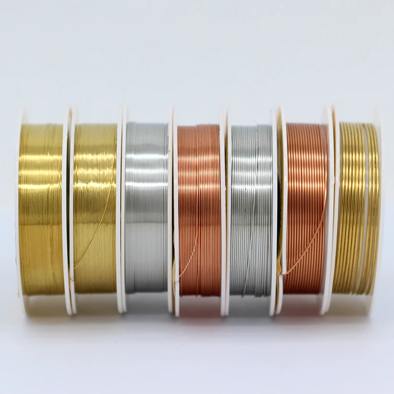 2p 0.2/0.3/0.4/0.5/0.6/0.8/1mm Round Gold Silver Pure Copper Wire Beading Rope Jewellery Making Findings Craft Beads String/Cord