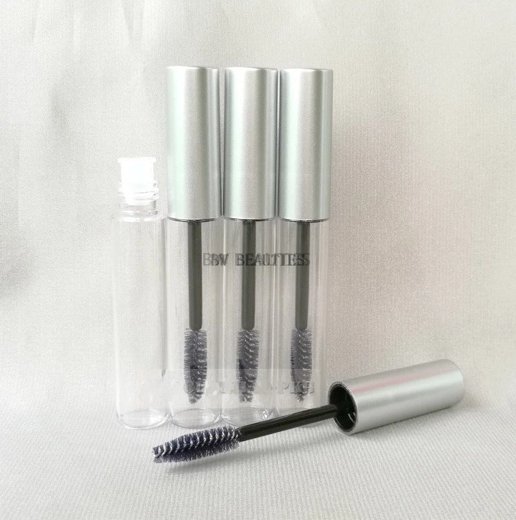 500pcs 10ml Empty Eyelashes Tube Eyelash Cream Bottle Mascara Tube Container,Mascara Clear Bottles Silver Lid Makeup Tools