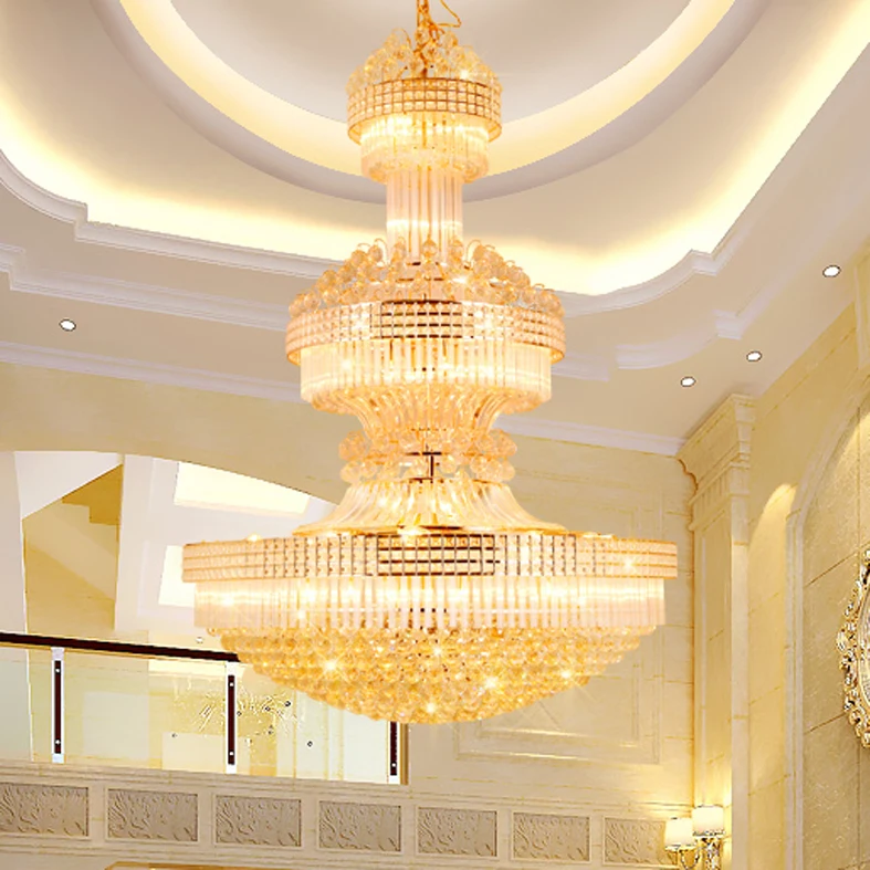 

Modern Crystal Chandelier Long Gold Chandeliers Lighting Fixture Warm White Neutral White Cool White 3 Colors Dimmable LED Lamps