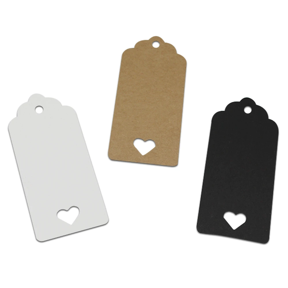

4*9cm Scalloped Head Kraft Paper Label Swing Tag With Heart Hollow Out Gift Wedding Party Wish Greeting Card Price Hang Tag