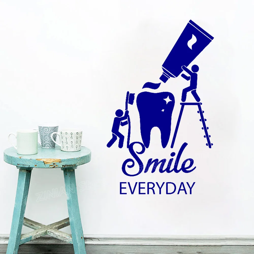 

Creative Vinyl Wall Decal Health Teeth Cleaning Dentist Bathroom Stickers Home Decor Kids Room Smile Everyday Quote Sticker Z742