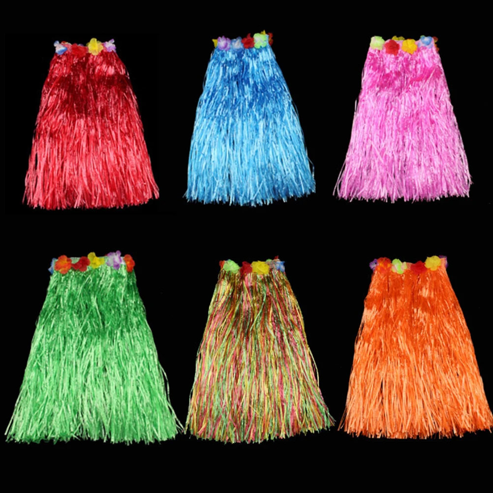 9สีพลาสติกเส้นใยเด็กหญ้ากระโปรงฮูลากระโปรงฮาวายเครื่องแต่งกาย40เซนติเมตรสาวแต่งตัว