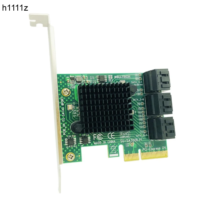 H1111Z Add On Cards Adapter PCIE SATA 3.0 PCI-E SATA Card PCI E PCI Express SATA Controller 6-Ports SATA3 PCIE X4 Expansion Card