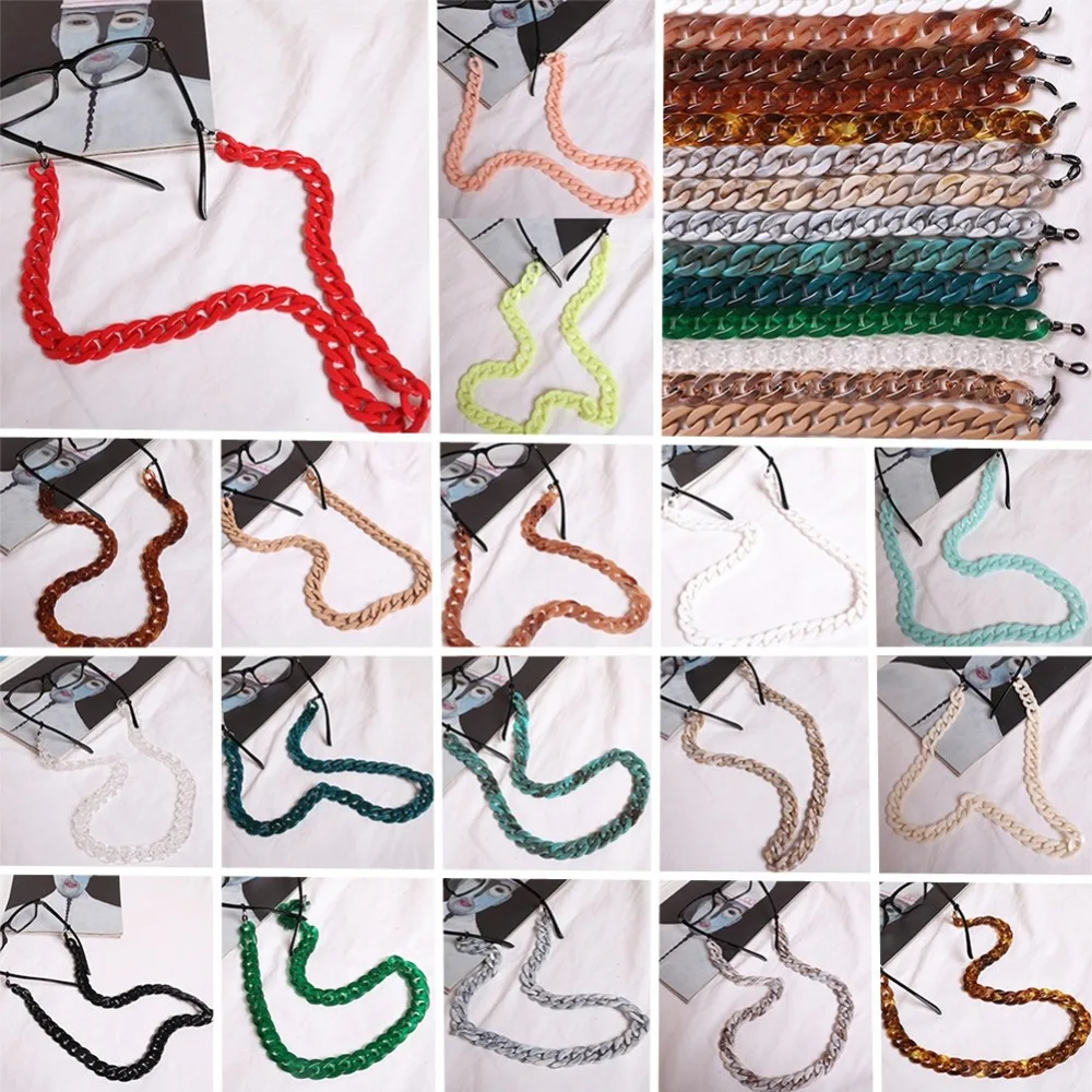 Simple 23 Colors Lanyard Mask Chain Fashion Acrylic Reading Glasses Hanging Neck Chain Sunglasses Chain & Largands strap