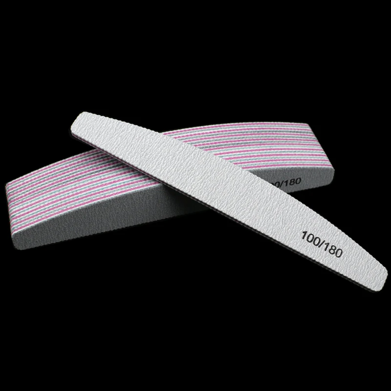 10Pcs 100/180 Nail File sanding polishing Buffer Block  UV Gel Nail Polisher Manicure Pedicure Tools Nail Care Tools  Grey Boat