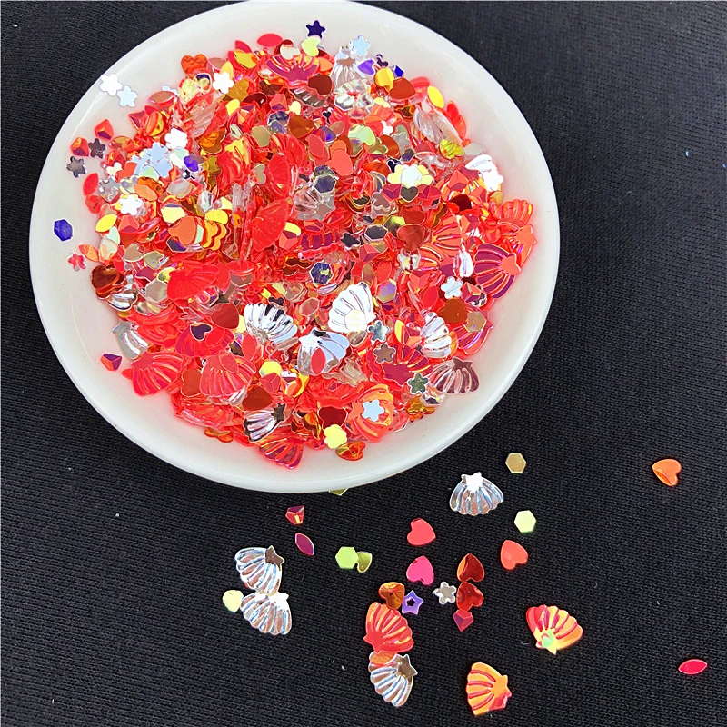 10 g/pacco Della Miscela scintillante di Paillettes Star Cuore a Forma di conchiglia PVC allentato Paillettes Paillettes Unghie Artistiche TERRENO