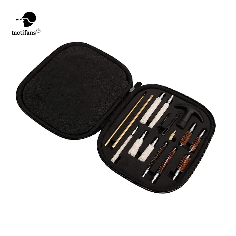 Tactifans 16pcs Gun Cleaning Kit Pistol Cleaning Kit w/ Brass Brushes and Cleaning Mops Perfect for .22,.27,.357(9mm),.40,.45cal