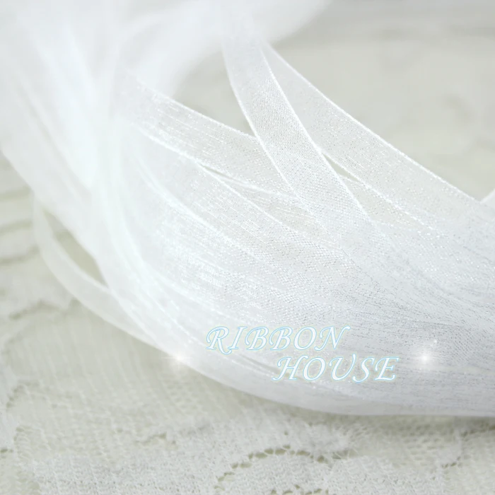 (40 Meters/lot) 1/4\'\'(6mm) White Organza Ribbon Wholesale Gift Wrapping Ribbons Decorative Packaging Box Wedding Celebration