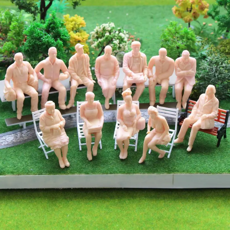 Evemodel P2510 12pcs/24pcs Model Trains Figures G Scale 1:25 Unpainted People Seated