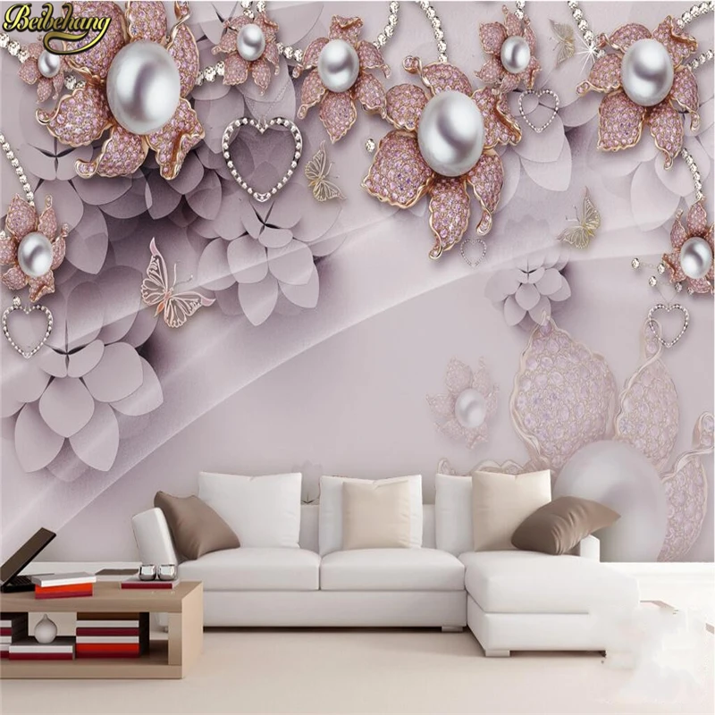 

beibehang Exquisite luxury jewelry flowers soft suit TV backdrop custom photo wallpaper large mural wall stickers