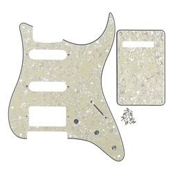 FLEOR 4Ply Aged Pearl 11 Hole USA ST Guitar Pickguard SSH & Back Plate & Screws