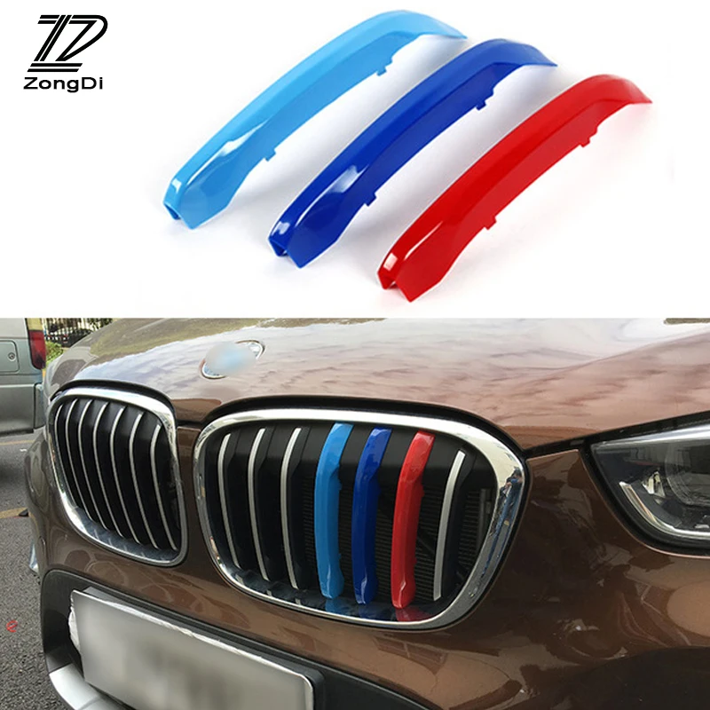 ZD For BMW X1 F48 E84 X3 F25 X5 F15 E70 X4 F26 X6 E71 F16 Accessories 3pcs Car Front Grille Trim Sport Strips Cover Styling