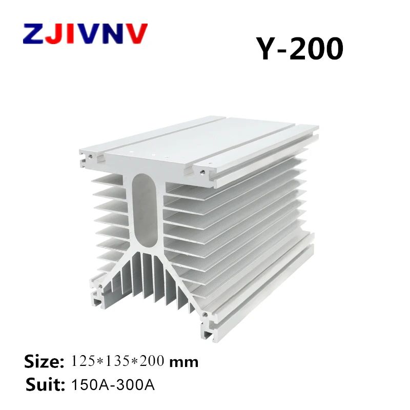 Y200 biały 125*135*200mm 150A-300A trójfazowy przekaźnik półprzewodnikowy SSR radiator chłodnicy w kształcie litery Y