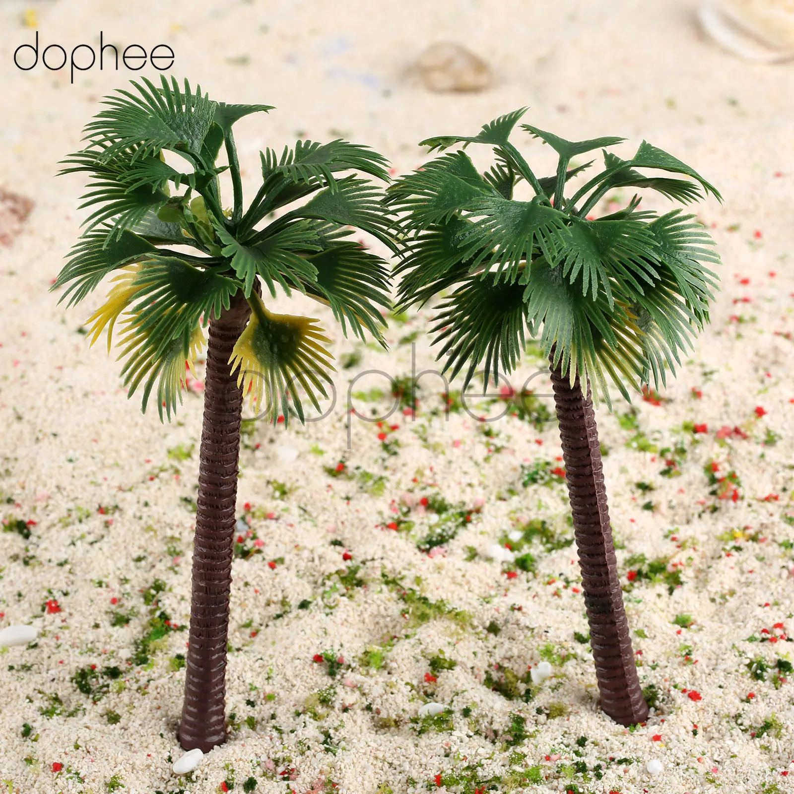 dophee 12pcs Model Trees Layout Model Train Palm Trees Rain Forest Scale 1:65-1:150 mixed colors